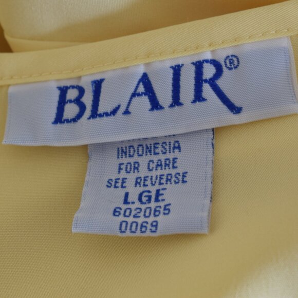 Vintage 90s Yellow Polyester Embroidered Blouse | size Large - Picture 12 of 12